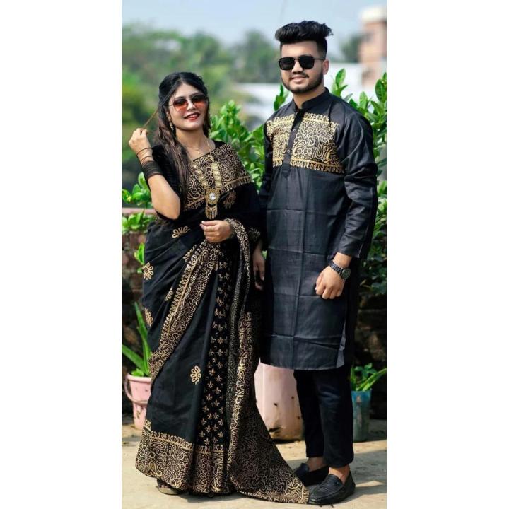 Understated -Family Set Block Print Dhupian Silk Exclusive Couple