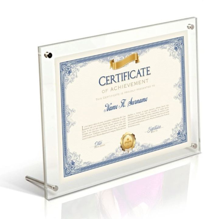 A4 Acrylic Photo Frame Display Stand Paper Holder Certification Holder for Bedroom Dormitory Tabletop Decorations