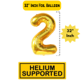 32” Inch Number Foil Balloon | Big Size Golden, Silver & Black Number Foil Balloon for Birthday, Anniversary & Party Decor- (Pack of 1 Pcs). 
