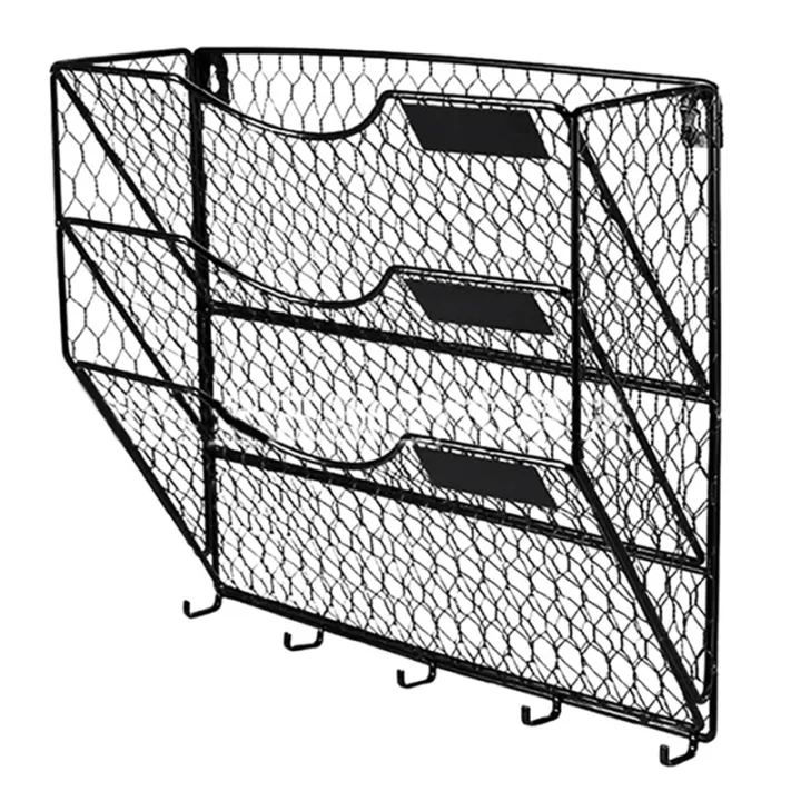 3%20Tier%20Metal%20Mesh%20Wall%20Mount%20with%20Hooks%20Letter%20Document%20Magazine%20Office%20Sorter%20Bin%20-%20Image%204