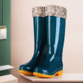 New Knee-High Rain Boots Women's Rain Shoes Fleece-Lined Warm Winter Rain Boots Waterproof Non-Slip Tendon Bottom Rubber Shoes Lightweight for Summer.