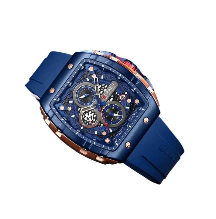 CURREN%208442%20Multi-function%20Chronograph%20Men%20Watch%20Silicone%20Band%20Sports%20Luminous%20Calendar%20Quartz%20Watches-Rose%20Gold%20&%20Blue%20-%20Image%205
