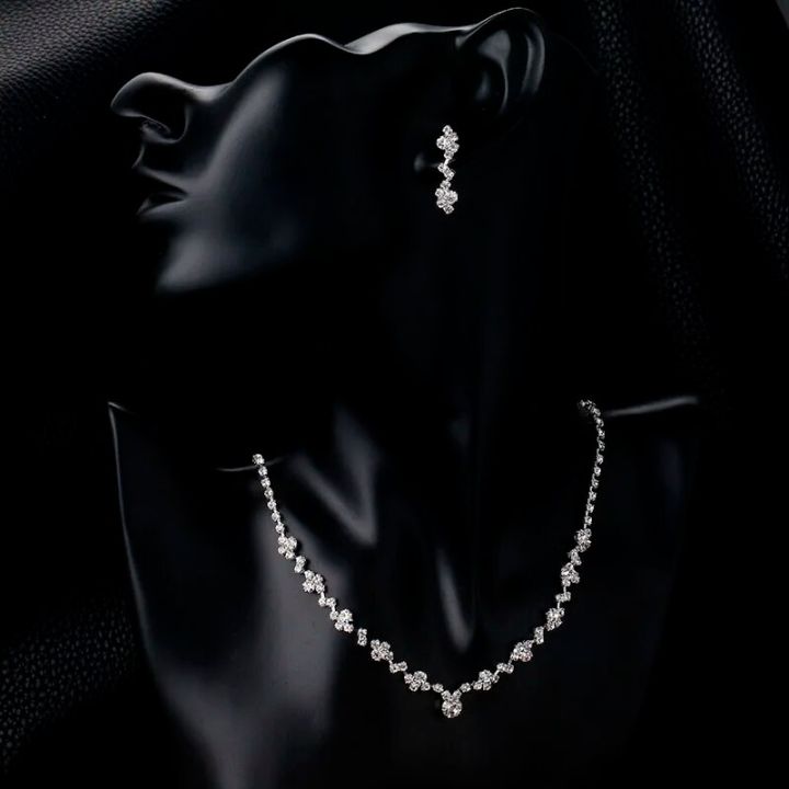 BLIJERY%20Simple%20Bridesmaid%20Bridal%20Jewelry%20Set%20Bling%20Rhinestone%20Crystal%20Choker%20Necklace%20Earrings%20Women%20African%20Wedding%20Jewelry%20Set%20-%20Image%203