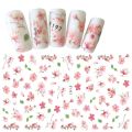 3D Personalized DIY Pink Sakura Nail Art Stickers Color Rose Flower Nail Art Slider Nail Decorative Decals Stickers.