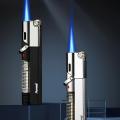 Jet Lighter Fuel Visible Windproof Lighter Safety Lock Straight Flame Gas Window for Cigar Barbecue Kitchen. 
