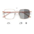 Fashion Large Frame Photochromic Glasses Men Women Unisex Color-changing Anti-blue Light Eyeglasses Flat Mirror Computer Goggles.