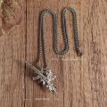 Vintage Unique Peace and War Angel Ak-47 Pendant Necklace for Men Women Fashion Street Punk Hip Hop Statement Jewelry Gift. 