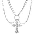 Hot Selling Alloy Vintage Pearl Cross Pendant With Punk Versatile Multi-layer Sweater Necklace For Women and Men. 