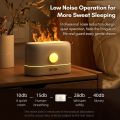 Simulation Flame Aroma Air Humidifier Desktop 2-in-1 Mist Humidifier & Aromatherapy Diffuser for Essential Oil with 3 Colors Atmosphere Lamp 200ML Capacity USB Powered for Home Office Yoga Low Noise Auto-off Protection. 