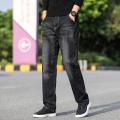 Men Jeans Black Classic Relaxed Fit Denim Spijkerbroeken Heren Pants Biker Stretch Moda Masculina Trousers Baggy Men'S.