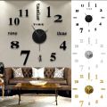 Frameless DIY Wall Mute Clock 3D Mirror Surface Sticker Home Office Decor 12-hour Display Wall Clock With Time Mark 50x50 CM. 
