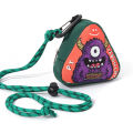 Cartoon Monster Canvas   3D Triangle Cute Key Bag Pendant With Keychain Earphone Storage Bag Portable Wallet. 