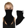Bandana Face Cover Ear Hanging Scarf- Black.