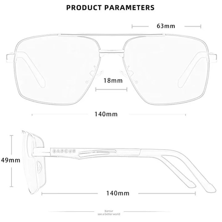BARCUR%20Pilot%20Style%20Metal%20Frame%20Brand%20Sunglasses%20Men%20HD%20Polarized%20Women%20Shades%20Driving%20Sun%20Glasses%20Mirror%20UV400%20-%20Image%204