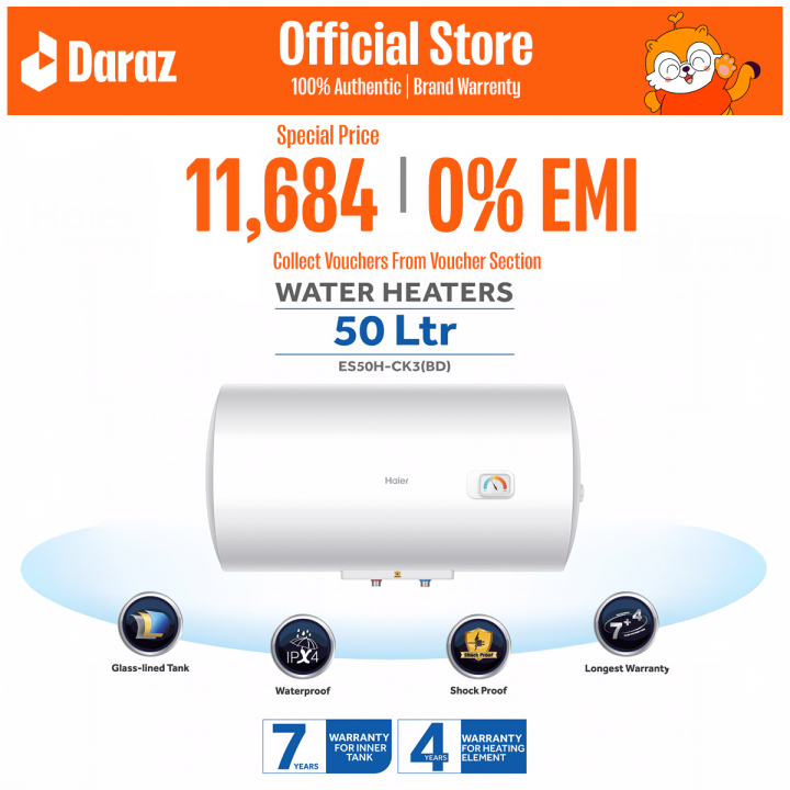 Haier 50 Liters Water Heater/Geyser (Horizontal) (ES50H-CK3(BD))
