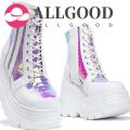Women Comfort Platform Wedge Ankle Boots Lace Up Zip Goth Punk Shoes Size 36 -43.