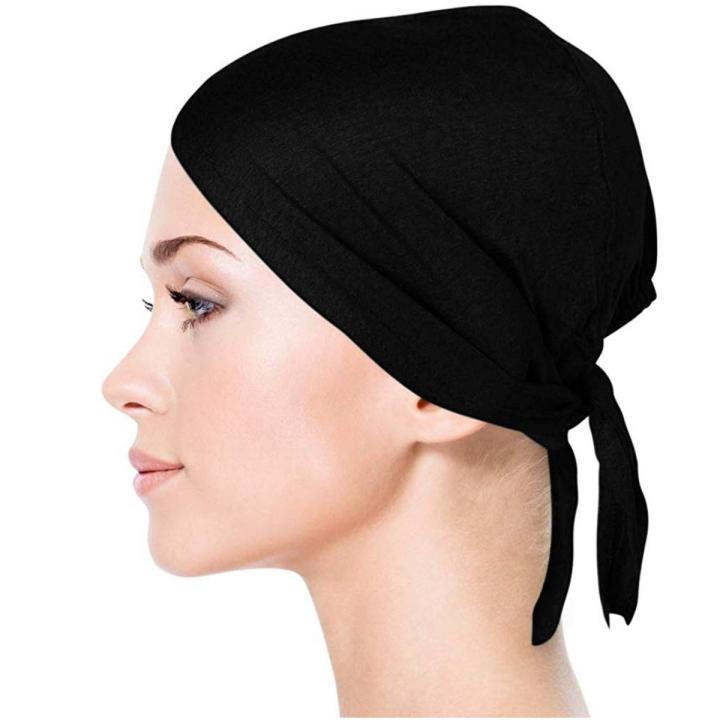 2 Pezzi Sottotesta Hijab In Cotone A Tubo, Nero, Traspirante E Pronto Da Indossare, Jersey, Taglia Unica