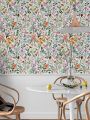 Colorful Floral And Leaves PVC Wallpaper Peel And Stick Home Decor Cabinet Sticker Morden Waterproof Kitchen Bathroom Wallpaper. 