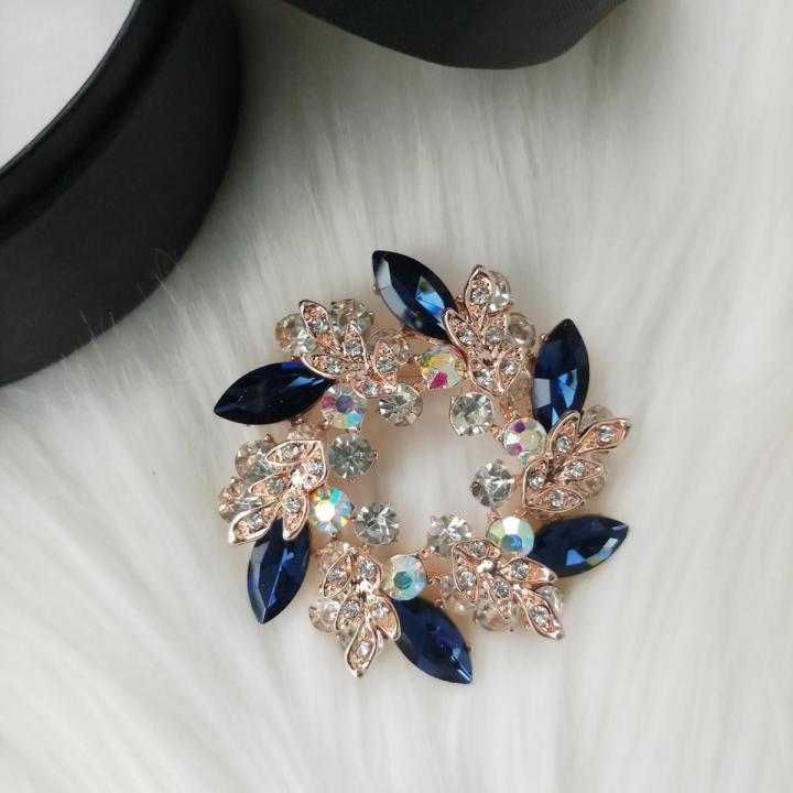 Stone & Metal Brooch /Hijab Pin/ Saree Pin for Women (Golden) (Imported) M-BRC-1104 - 1 Piece - Brooch - Brooch for Women - হিজাব পিন