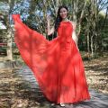 New Summer Chiffon Extra Long Large Swing Dress Women Solid Chiffon Beach Dress Summer Bohemian Maxi Dress Ladies Party Vestidos.