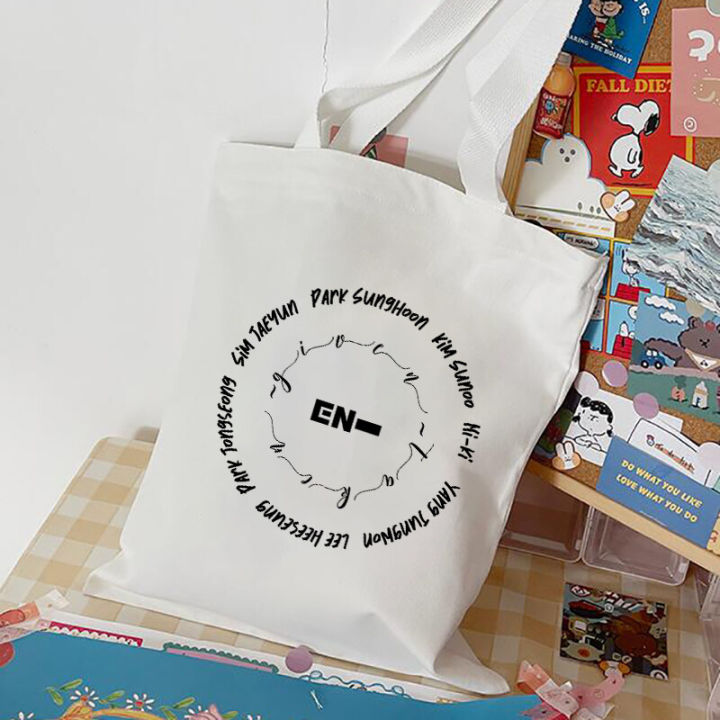 【linfang store】(NEW)ENHYPEN Handbag KPOP Handbags Shoulder Bags Casual Fashion Woman Tote Bag