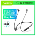 Oraimo OEB-E30D Shark 4 - Dual EQ - 20-hr Playtime - IPX5 Waterproof - Neckband Wireless Earphone Bluetooth Headset. 