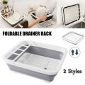 Collapsible Dish Drying Rack with Cutlery Organizer | Portable Space-Saving Dinnerware Drainer Board for Kitchen Countertop, RV, Camping & Small Spaces | Durable & Flexible.
