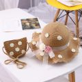 【The-Best】 2-8 Years Kids Sun Hat Girls Summer New Straw Bag Cap Set Baby Travel Sun Protection Beach Hats Sun Fisherman Hat for Child.