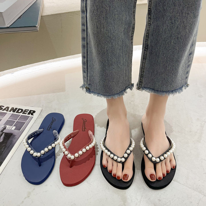 2024%20summer%20pearl%20rhinestone%20slippers%20beach%20flip-flops%20ladies%20wear%20flat%20flip-flop%20sandals%20slippers%20-%20Image%203