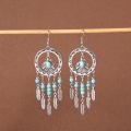 Retro Ethnic Women Jhumka Earrings Female Bohemian Vacation Flower Carved Long Tassel Earrings Gypsy Indian Jewelry Oorbellen. 