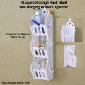 New 3 Layers Wood Storage Durable Rack Shelf Wall Hanging Organizer For Bathroom Cosmetics Makeup Storage.