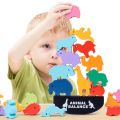 Montessori Wooden Balance Blocks Dinosaur Baby Toys Board Games Building Blocks Stack Toys Kids Early Education Toy Gifts.