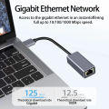 USB 3.0 to Ethernet Network Card Aluminum Gigabit Type-C Adapter for Laptop MacBook Pro 1000/100Mbps USB C Lan RJ45 Adapter. 