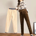 Thermal Fleece Winter Warm Jogging Bottoms Corduroy Women Pants.