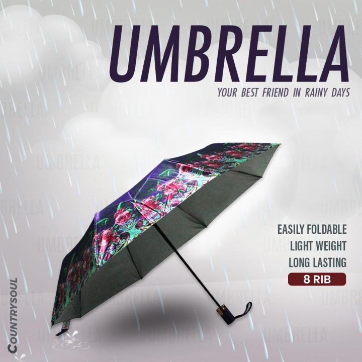 1 Pc Colorful, Stylish & Fashionable Auto Open Umbrella For Men, Women, Girls, & Boys
