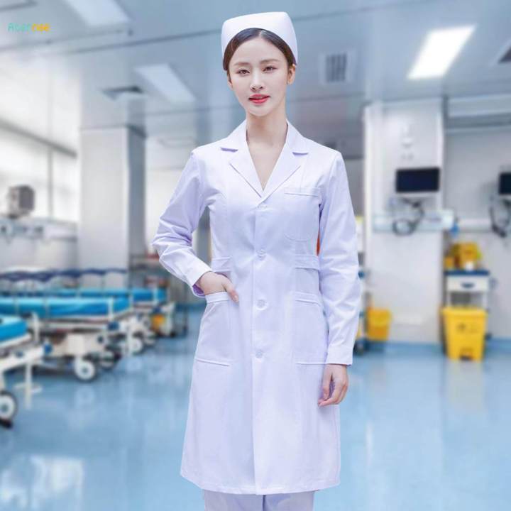Nurse%20Work%20Suit%20Stylish%20for%20Worker%20Pet%20Groomer%20Lightweight%20Women%20Scrubs%20Set%20Thin%20White%20-%20Image%202