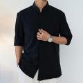Slim Fit Stand Collar Shirt Men Solid Color Shirt Stylish Stand Collar Men's Shirt for Business Commute Office Slim Fit Half. 