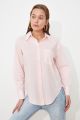 Full-Sleeved Cotton Baby PInk Boyfriend-fit Shirt for Women By Trendyol.. 