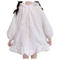 Hoodies Women Large Size Solid Zip-up Long Lantern Sleeve Hooded Rabbit Ears Lolita Cute Sweet Girls Harajuku Style Warm Baggy.