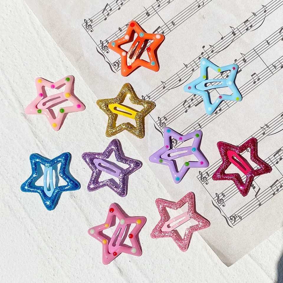 20 Pcs Sequins Hair Clips For Girls - Star & Heart Design, Snap Clips For Toddlers & Babies - View #6