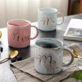 New Luxury Coffee Mug Breakfast Milk Coffee Tea Cup Marble Gold Plating MRS MR Ceramic Mug Pink Blue Drinkware Couple Lover's Gift - Coffee Mug.