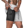 New Men's Double Layer Solid Shorts Large Size Fitness Training Fast Running Pants. 