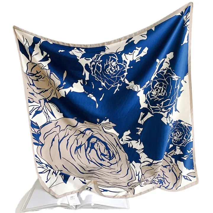 New%20Twill%20Silk%20Scarf%20Women's%20All-Match%20Bag%20Headscarf%20Rose%20Large%20Kerchief%20Women's%20Elegant%20Fashion%20Decorative%20Shawl%20-%20Image%205