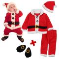 Male And Female Children Spring And Autumn Winter Long Sleeves Santa Claus Styling Dress Up Four Sets. 