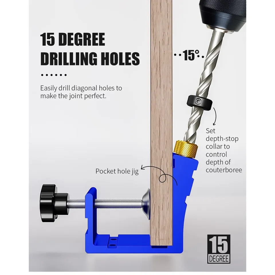 Screw Tip Rotation Jig Woodworking Jigs Pocket Hole Tool Kit Professional Metal Pocket Screw ...