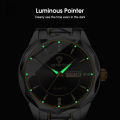 LouisWill Men's Fashion Watch Quartz Watches Double Calendar Watch Diamond Inlaid 30M Waterproof Watch Luminous Quartz Watch Steel Band Watch Luminous Pointer Wrist Watches for Men. 