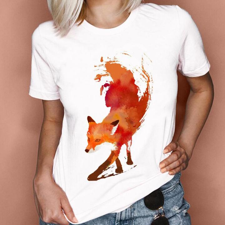 Women Graphic Feather Printing Fashion 90s Cute Watercolor Short Sleeve Lady Clothes Tops Tees Print Female Tshirt T-Shirt