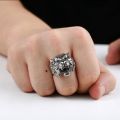 Personality Punk Men's Tiger Ring Men's Exquisite Animal Jewelry Titanium Steel Gothic Punk Biker Rings.
