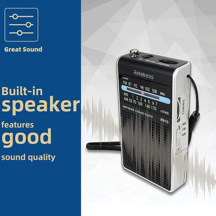 Retekess%20PR15%20Pocket%20NOAA%20Weather%20Radio,%20AM%20FM%20Radio%20Portable,%20Little%20Transistor%20Radio%20Powered%20by%20AAA%20Batterys%20for%20Walking,%20Camping%20(Silver%20Black)%20-%20Image%206
