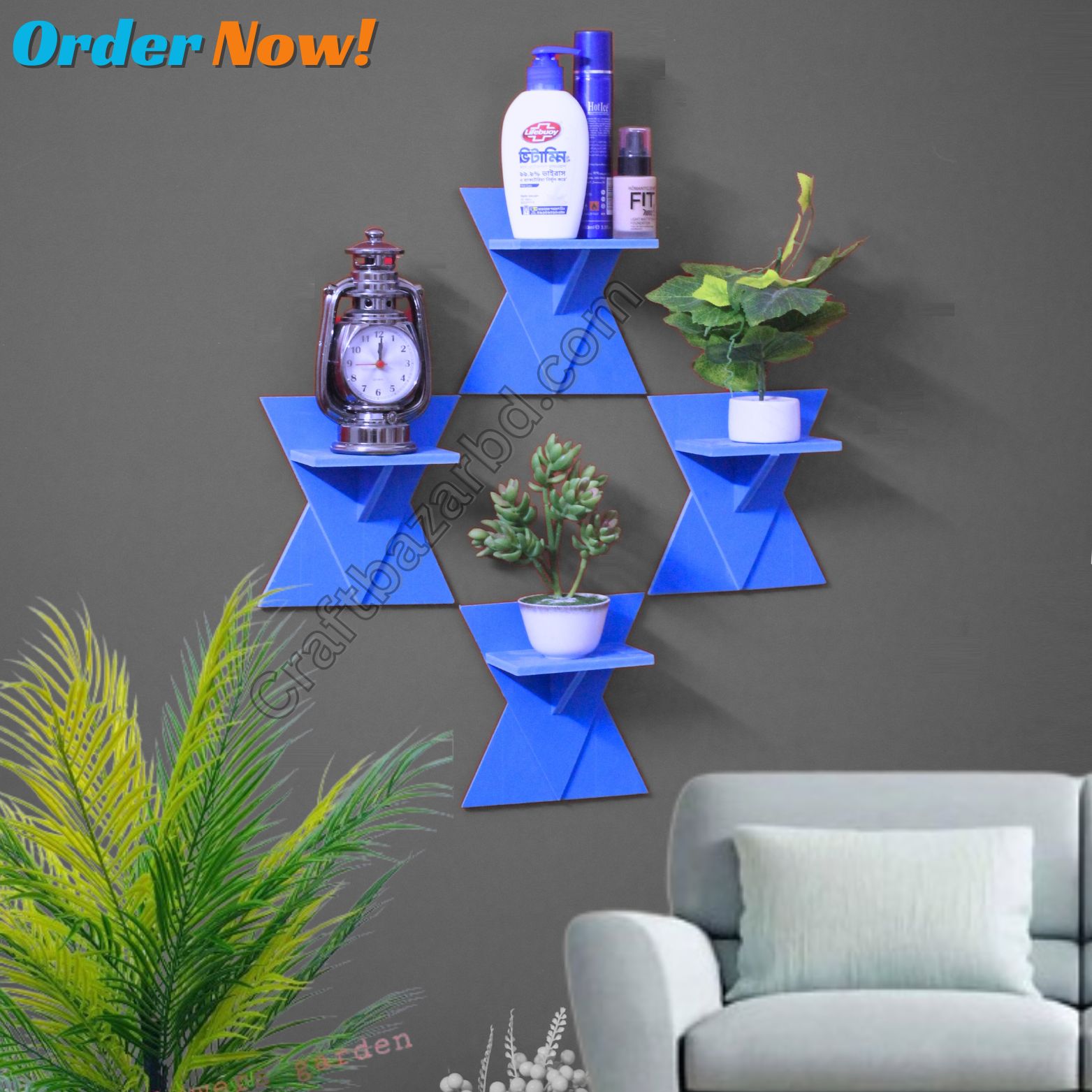 Floating Wall Shelf Self Adhesive Punch Free Wall Décor (4 Pcs 1 Set) Waterproof & Premium Quality